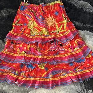 Farm Rio Multicolored Print Maxi Skirt Size XL